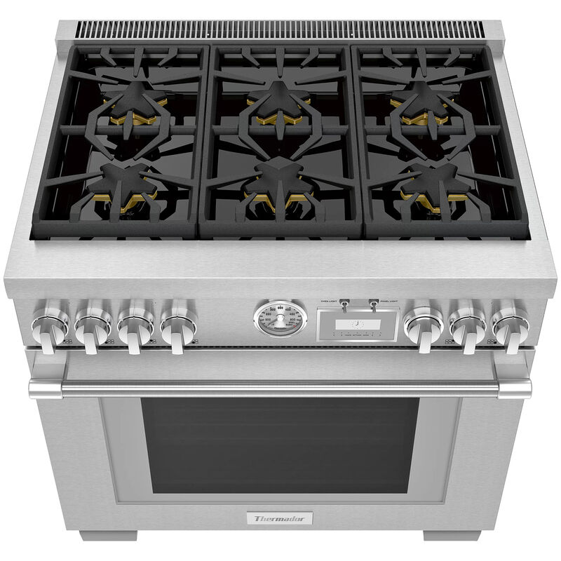 Thermador Pro Grand Professional Series 36 in. 5.7 cu. ft. Smart Standard Convection Gas Range with 6 Sealed Burners - Stainless Steel, , hires