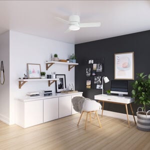 Hunter 44" Minimus Low Profile Ceiling Fan with LED Light Kit and Handheld Remote - Fresh White, White, hires