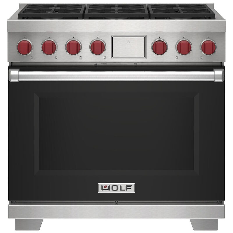 Wolf 36 in. 6.3 cu. ft. Smart Dual Convection Dual Fuel Range with 6 Sealed Burners - Black, , hires