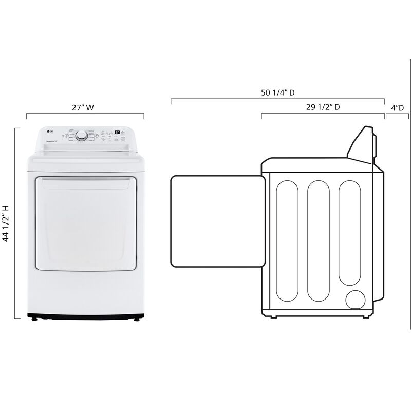 LG 27 in. 7.3 cu. ft. Electric Dryer with Sensor Dry Technology & Solid White Door Trim - White, , hires