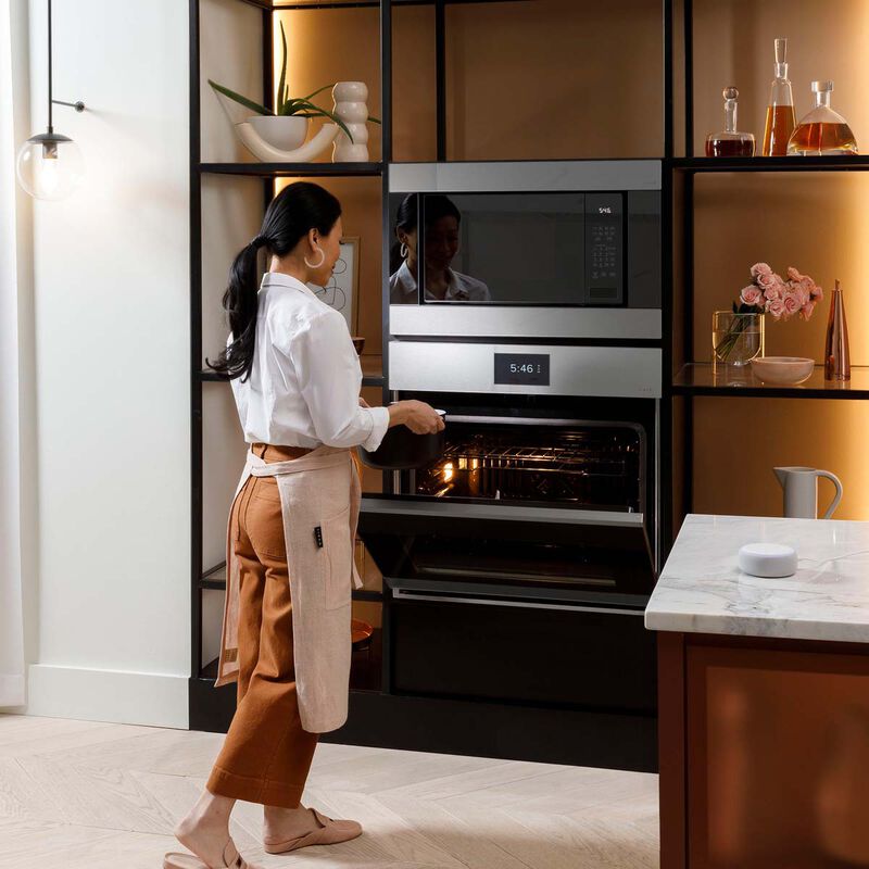 Cafe Minimal Series 30 in. 5 cu. ft. Smart Electric Single Wall Oven with True European Convection - Platinum Glass, Platinum Glass, hires