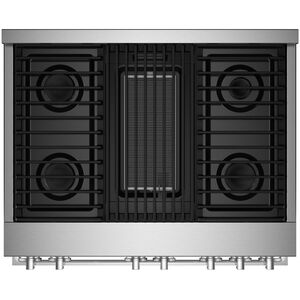 JennAir Noir Series 36 in. 5.1 cu. ft. Smart True European Convection Gas Range with 4 Sealed Burners & Grill - Stainless Steel, , hires
