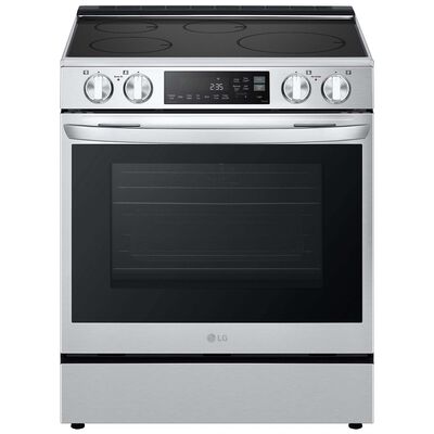 LG 30 in. 6.3 cu. ft. Smart Air Fry True European Convection Slide-In Electric Range with 4 Induction Burners - PrintProof Stainless Steel | LSIL6334FE
