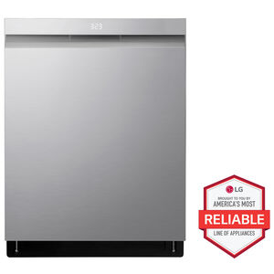 LG 24 in. Smart Built-In Dishwasher with Top Control, 46 dBA Sound Level, 15 Place Settings, 9 Wash Cycles & Sanitize Cycle - PrintProof Stainless Steel, PrintProof Stainless Steel, hires