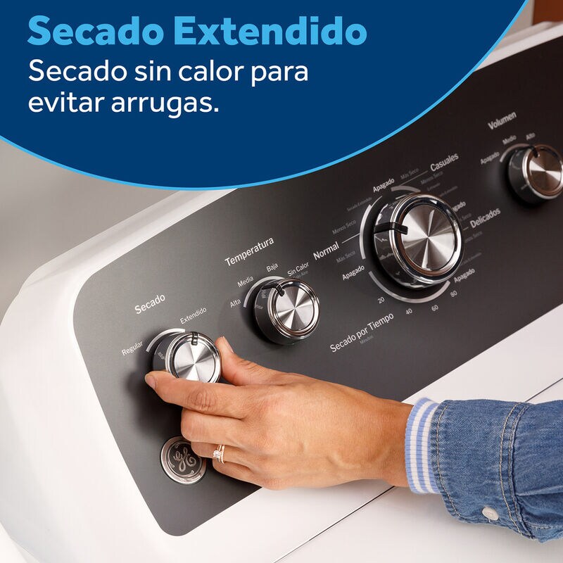 GE 27 pulgadas 7.2 pies cubicos Secadora Electrica con Panel en Espanol y Ventilacion de Hasta 36.5 m - Blanca, , hires