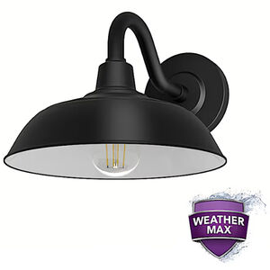 Hunter Mill Valley Rustic Modern Metal Dome Outdoor Small Wall Light - Matte Black, , hires