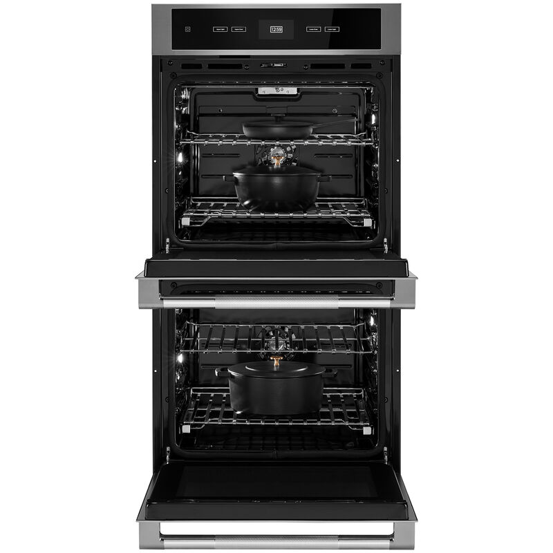 JennAir Rise 27 in. 8.6 cu. ft. Front Control Electric Double Wall Oven with Standard Convection - Stainless Steel, , hires