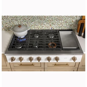 Cafe 48 in. 6-Burner Natural Gas Rangetop with Griddle, Simmer Burner & Power Burner - Matte Black, Matte Black, hires
