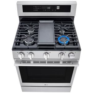 LG 30 in. 6.3 cu. ft. Smart Air-Fry True European Convection Gas Range with 5 Sealed Burners & Griddle - PrintProof Stainless Steel, , hires