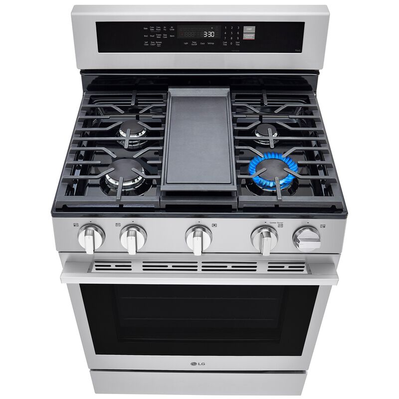 LG 30 in. 6.3 cu. ft. Smart Air-Fry True European Convection Gas Range with 5 Sealed Burners & Griddle - PrintProof Stainless Steel, , hires