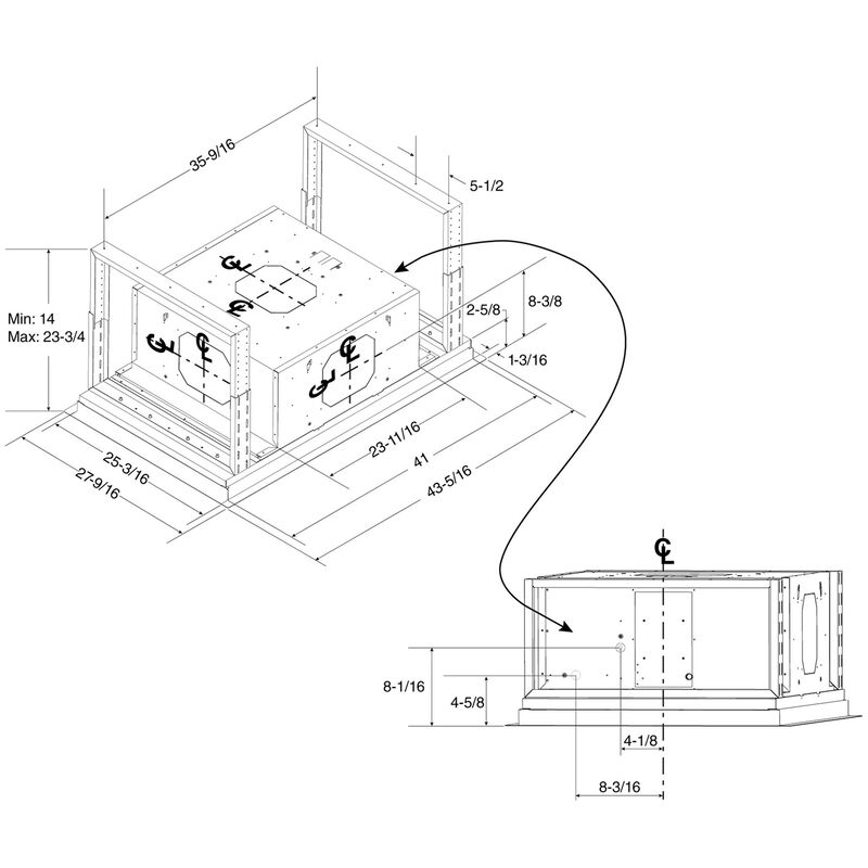 Best HBC1 SERIES 43 in. Ducted Ceiling Style Range Hood with 4 Fan Speeds & 2 LED Lights - Stainless Steel, , hires