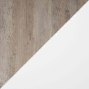 Manhattan Comfort DUMBO 2.0 Modern Nightstand with 2 Drawer & Metal Feet - White and Rustic Grey, White & Gray, hires