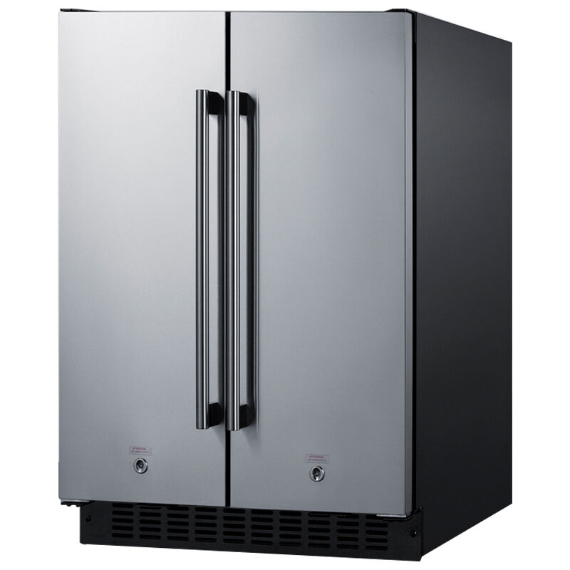 Summit 24 in. 3.7 cu. ft. Side by Side Undercounter Refrigerator - Stainless Steel with Black Cabinet, , hires