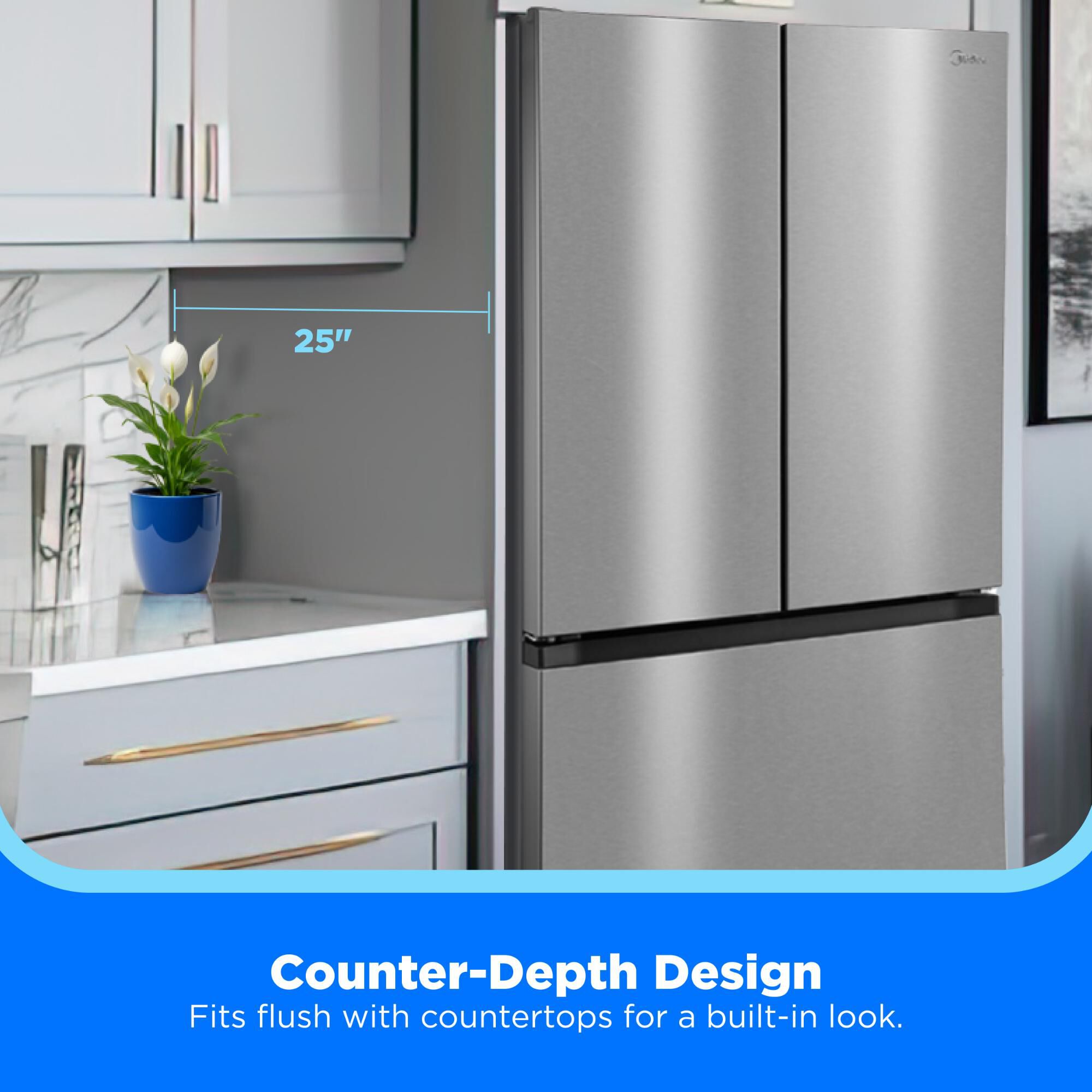 Midea 33 in. 22.6 cu. ft. Smart Counter Depth Garage-Ready French