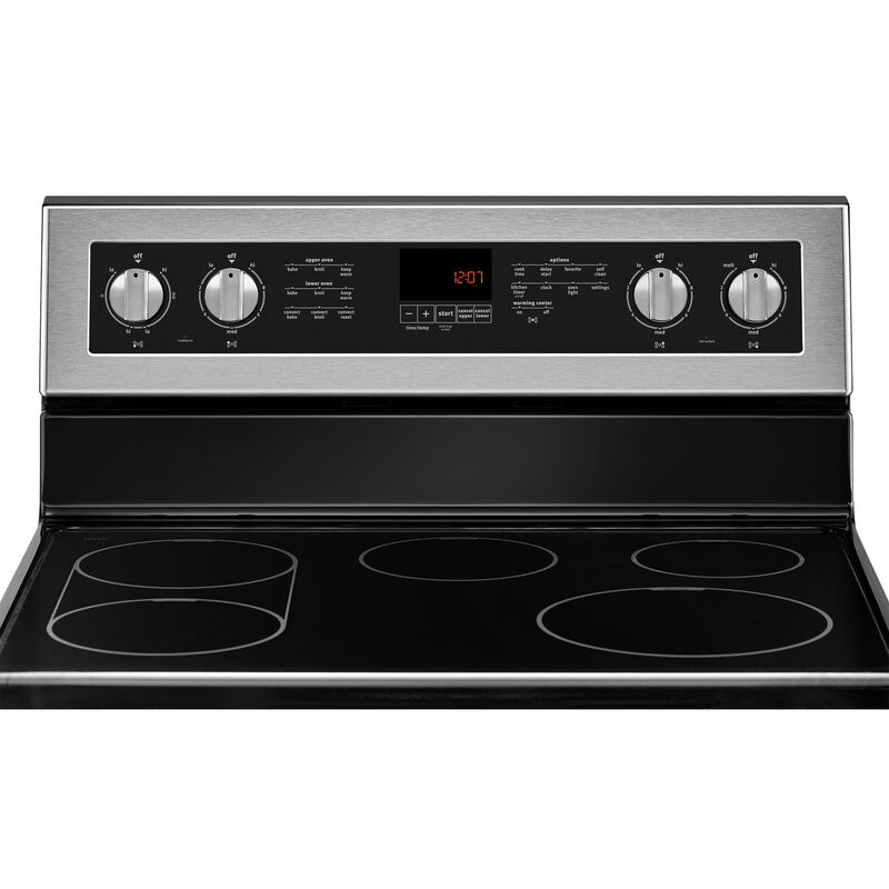 Maytag 30 in. 6.7 cu. ft. True European Convection Double Oven Electric Range with Radiant Burners - Fingerprint Resistant Stainless, , hires