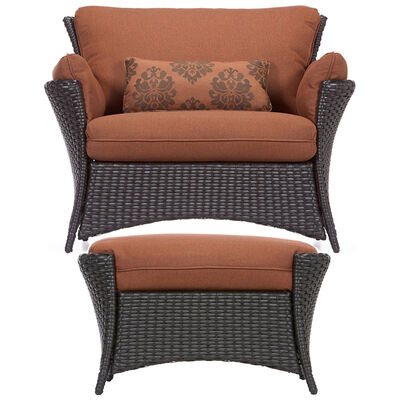 Hanover Strathmere Allure 2-Piece Patio Furniture Seating Set with Ottoman - Russet Brown | STRATHALU2PC
