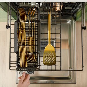 Cafe 24 in. Top Control Smart Dishwasher with 39 dBa Sound Level, 3rd-Rack, Dual Convection Ultra Dry & Pocket - Platinum Glass, , hires