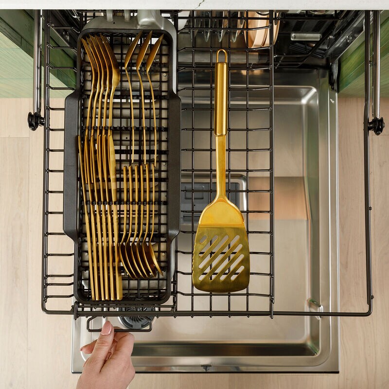 Cafe 24 in. Top Control Smart Dishwasher with 39 dBa Sound Level, 3rd-Rack, Dual Convection Ultra Dry & Pocket - Platinum Glass, , hires