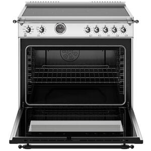 Bertazzoni Heritage Series 36 in. 5.7 cu. ft. Air-Fry Dual Convection Electric Range with 5 Induction Burners & Griddle - Stainless Steel, , hires