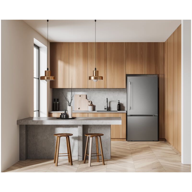 LG 33 in. 25.5 cu. ft. Smart Bottom Freezer Refrigerator with Ice Maker - Black Stainless Steel, , hires