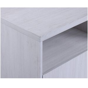 Lilola Ambrose 70"W White Walnut Finish Fireplace TV Stand Console with Heater, LED Light, Cabinets, Shelves, , hires