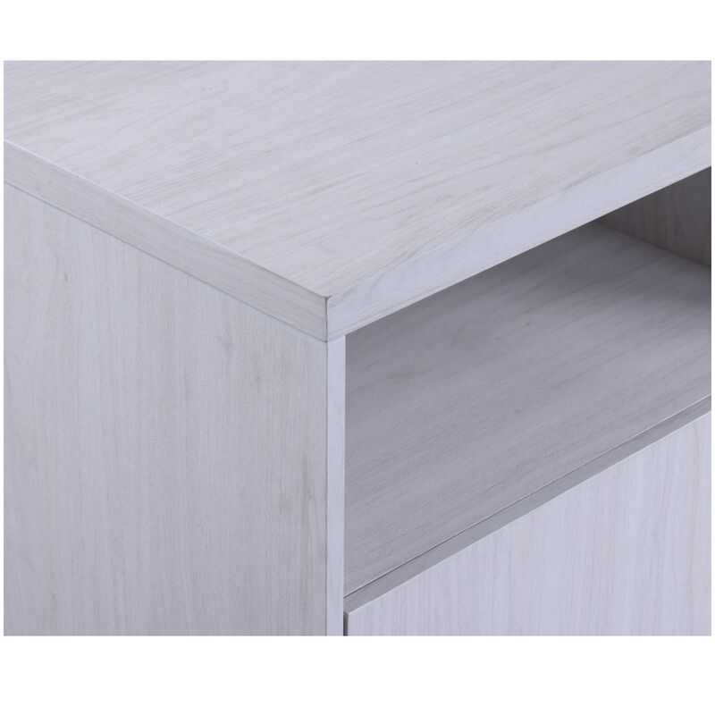 Lilola Ambrose 70"W White Walnut Finish Fireplace TV Stand Console with Heater, LED Light, Cabinets, Shelves, , hires