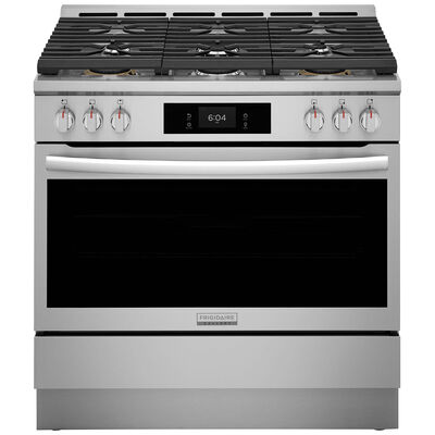 Frigidaire Gallery 36 in. 4.6 cu. ft. Air Fry True European Convection Steam Dual Fuel Range with 6 Sealed Burners - Stainless Steel | GCFD3661AF