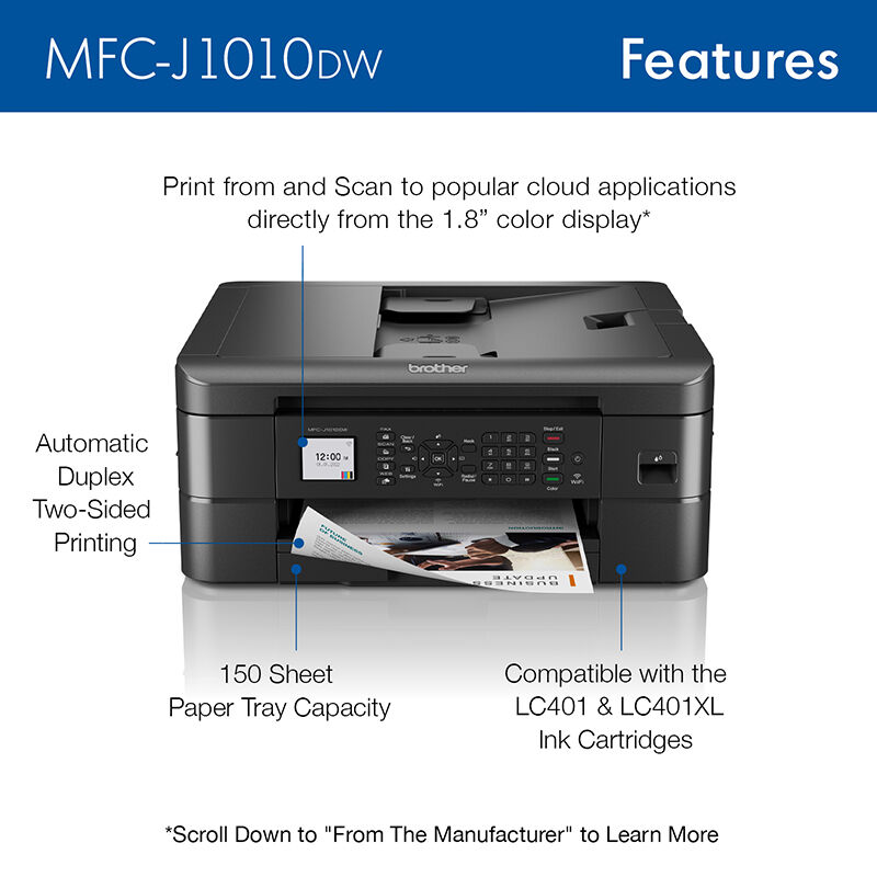 Prediken Handvest lever Brother MFC-J1010DW Compact Ink Jet All-in-One Printer | P.C. Richard & Son