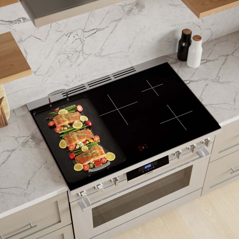 Bosch 800 Series 36 in. 3.7 cu. ft. True European Convection Electric Range with 5 Induction Burners - Stainless Steel, , hires