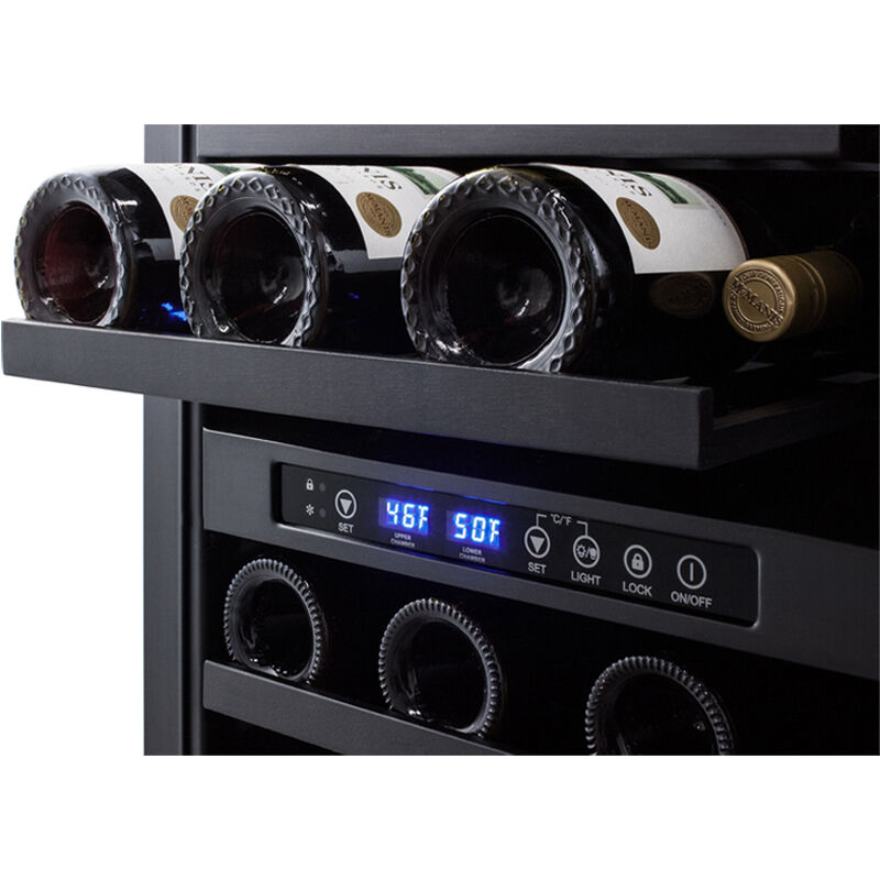 Summit 18 in. Undercounter Wine Cooler with Wood Racks, Dual Temperature Zones & 28 Bottle Capacity - Stainless Steel, , hires