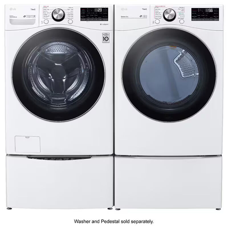 LG 27 in. 7.4 cu. ft. Smart Stackable Round-Door Gas Dryer with Tempered Glass, Built-In Intelligence, Sensor Dry, Turbo Steam, Sanitize & Steam Cycle - White, White, hires