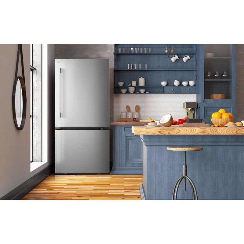LG 33 in. 25.5 cu. ft. Smart Bottom Freezer Refrigerator with Ice Maker - PrintProof Stainless Steel, , hires