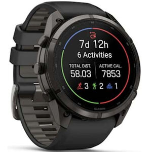 Garmin fenix 9 Pro 51 mm, AMOLED Smart Watch - Carbon Gray DLC Titanium with Black/Pebble Gray Silicone Band, , hires