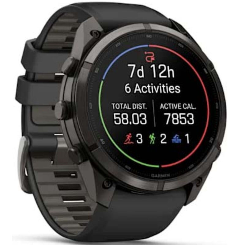 Garmin fenix 9 Pro 51 mm, AMOLED Smart Watch - Carbon Gray DLC Titanium with Black/Pebble Gray Silicone Band, , hires