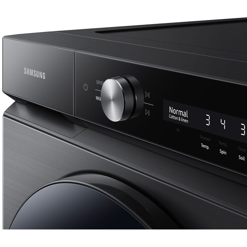 Samsung Bespoke 27 in. 5.3 cu. ft. Smart Stackable Front Load Washer with Super Speed Wash & AI Smart Dial - Brushed Black, Brushed Black, hires