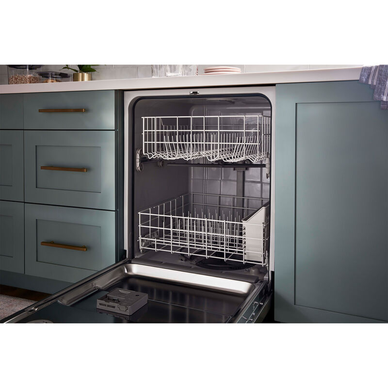 Whirlpool 24 in. Built-In Dishwasher with Top Control, 55 dBA Sound Level, 12 Place Settings, 5 Wash Cycles & Sanitize Cycle - Monochromatic Stainless Steel, , hires