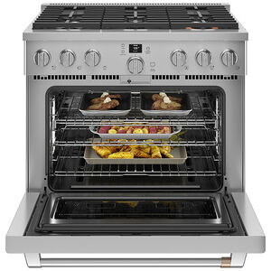 Cafe Commercial-Style 36 in. 6.2 cu. ft. Smart Convection Oven Freestanding Gas Range with 6 Sealed Burners - Stainless Steel, Stainless Steel, hires