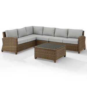 Crosley Bradenton 5 Piece Wicker Outdoor Sectional - Gray, , hires