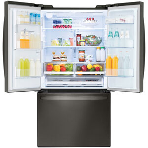 LG 36 in. 27.7 cu. ft. Smart French Door Refrigerator with External Ice & Water Dispenser - Printproof Black Stainless Steel, PrintProof Black Stainless Steel, hires