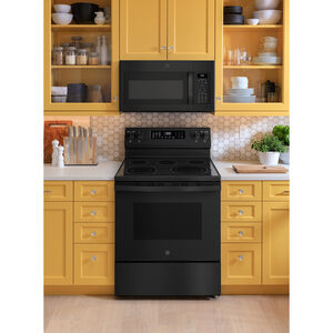 GE 30 in. 5.3 cu. ft. Smart Air Fry Convection Oven Freestanding Electric Range with 5 Radiant Burners - Black, Black, hires