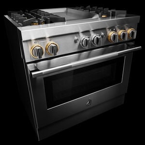 JennAir Rise Series 36 in. 5.1 cu. ft. Smart True European Convection Dual Fuel Range with 4 Sealed Burners & Griddle - Stainless Steel, , hires