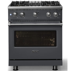 Viking 5 Series 30 in. 4.0 cu. ft. Standard Convection Gas Range with 4 Sealed Burners - Cast Black - Natural Gas, Polished Chrome Trim Option, , hires
