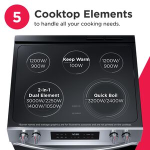 Frigidaire 30 in. 5.3 cu. ft. Air-Fry Standard Convection Electric Range with Smoothtop Burners - Stainless Steel, , hires