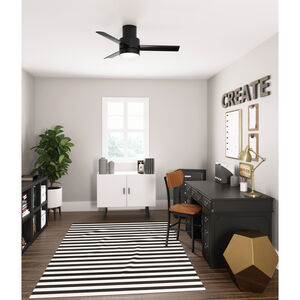 Hunter Casablanca 44 in. Gilmour Low Profile Damp Rated Ceiling Fan with LED Light Kit and Handheld Remote - Matte Black, Matte Black, hires
