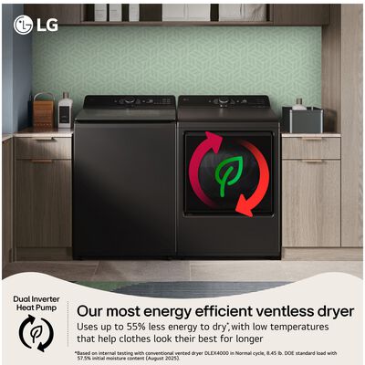 LG 27 in. 7.3 cu. ft. Smart Ventless Electric Dryer with Heat Pump & Sensor Dry - Matte Black | DLHC8402B