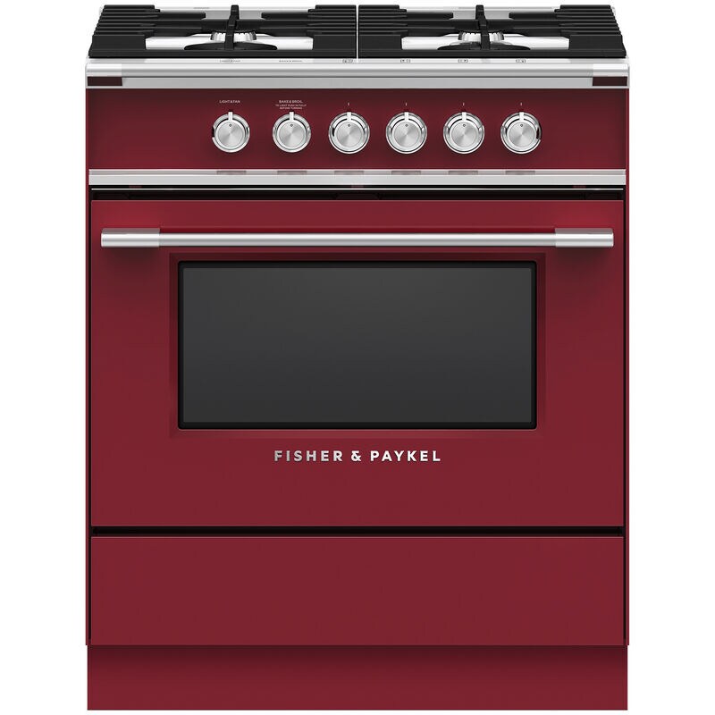 Fisher & Paykel Series 7 30 in. 3.5 cu. ft. Standard Convection Gas Range with 4 Sealed Burners - Red, , hires