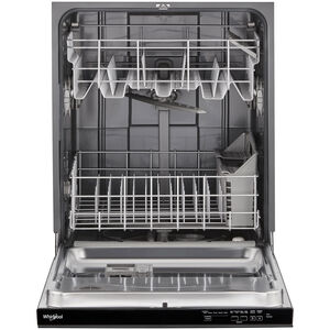 Whirlpool 24 in. Built-In Dishwasher with Top Control, 55 dBA Sound Level, 14 Place Settings, 4 Wash Cycles & Sanitize Cycle - Black, Black, hires
