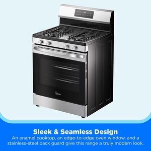 Midea 30 in. 6.1 cu. ft. Gas Range with 4 Sealed Burners - Stainless Steel, Stainless Steel, hires