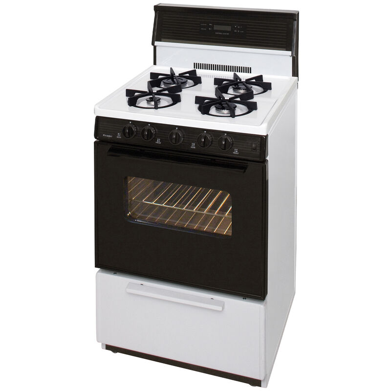 Premier 24 in. 3.0 cu. ft. Oven Freestanding Gas Range with 4 Sealed Burners - White, , hires