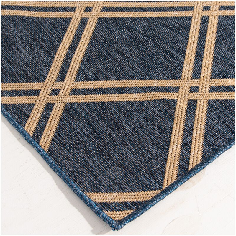 Natco Santorini Collection Outdoor Area Rug Minot 7'10"x9'10" - Cobalt/Natural, , hires